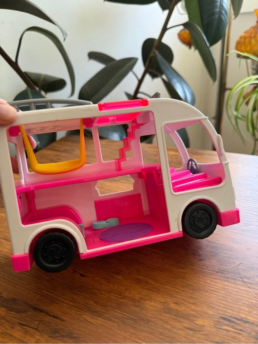 Barbie White, Bright Pink & Yellow Camper Van Play Vehicle